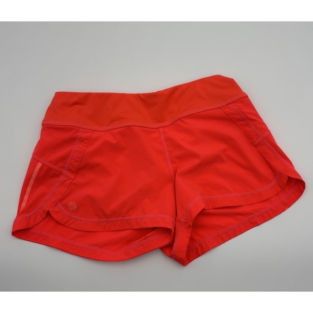 Athleta Lined Workout Running Shorts Size XS Neon Bright Orange‎ 0023